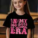 100 Days of School Shirt for Boys Girls Kids Happy 100th Day T-Shirt Toddler Celebration Graphic Top 2026 (3T-10T) (Black)