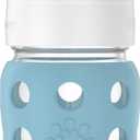 Lifefactory 8-Ounce Wide Neck Glass Baby Bottle with Protective Silicone Sleeve and Sippy Spout, Denim (LG2251WDE4)