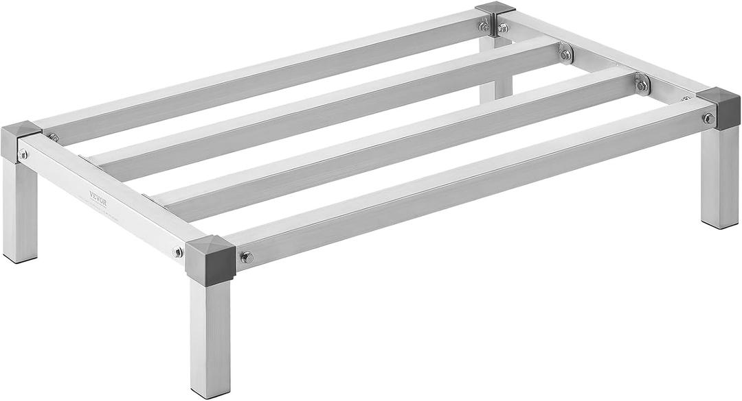 VEVOR Aluminum Dunnage Rack, 36 x 20 Commercial Food Floor Rack, 8 Off The Floor, 1000 lbs Capacity All-Welded Aluminum Storage, for Storage in Restaurants, Kitchens, Garages and Vehicles