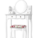 Tangkula Vanity Table Set w/Detachable Mirror & Stool Black/White