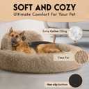 PetJett XL Dog Bed for Large Sized Dog - 45'' Extra Large Dog Bed, Washable Dog Bed - Anti-Slip Super Soft Round Donut Bed, Fluffy Faux Fur Anti-Anxiety Premium Comfort Pet Bed, Fits Dogs upto 120 lbs, Beige