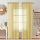 OVZME 2 Pack: Basic Mustard Yellow Sheer Curtain 84 Inches Long for Bedroom, Airy Light Filtering Voile Drapes for Living Room, Each 42W x 84L