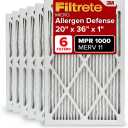 Filtrete 20x36x1 AC Furnace Air Filter, MERV 11, MPR 1000, Micro Allergen Defense, 3-Month Pleated 1-Inch Electrostatic Air Cleaning Filter, 6 Pack (Actual Size 19.81x 35.81x0.81 in)
