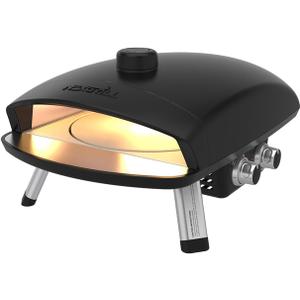 Nexgrill Ora 12" Tabletop Propane Pizza Oven, Cast Aluminum Frame, 14,000BTUs, Portable Gas Pizza Cooker with Foldable Legs, Wood Pellet Smoker Box, Rotating Cordierite Pizza Stone - 820-02003
