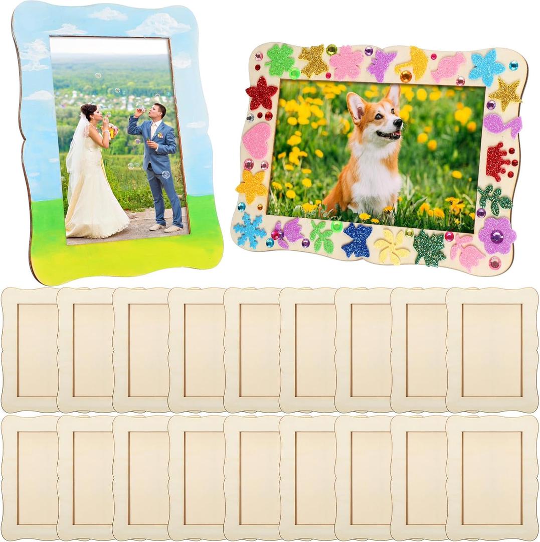 20 Pieces Wooden Picture Frames 4 x 6'' Unfinished Wood Photos Frames for Crafts DIY Painting Art for Valentine's Day Wedding Christmas Birthday Party