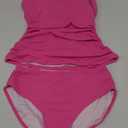 Eomenie Women's Swimsuit Tankini Tummy Control Bathing Suits Two Piece Full Coverage Slim Swim Suits with High Waisted Bottom, Color: Hot Pink-ribbed M 