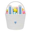 CubesLand Easter Basket for Boys Girls Easter Bunny Basket with Rabbit Ears, Easter Egg Hunting Basket Easter Baskets for Children Kids Babies First Easter Gifts Blue White 9.8 x 7.8 x 7.8