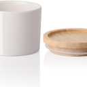 Sweejar Kitchen Canisters Ceramic Food Storage Jar, Stackable Containers with Airtight Seal Wooden Lid for Serving Ground Coffee, Tea, Sugar, Spice and More - 5 Fl Oz(White)