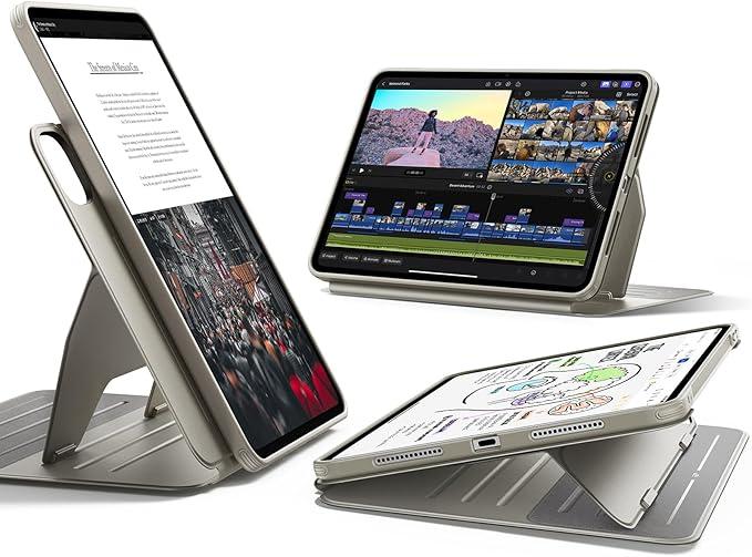 ESR for iPad Pro 11 Inch Case (M5/M4) 2025/2024, Rotating Case with Removable Magnetic Cover, Adjustable Portrait/Landscape Stand, 9 Standing Angles, Shift Series, Titanium