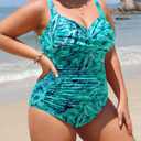 Yonique Women Plus Size One Piece Swimsuits Tummy Control Bathing Suits Twist Front Ruched Swimwear 16W
