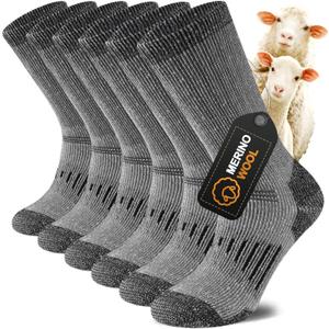 Ultra Thick Thermal Merino Wool Socks for Men and WomenFleece Lined Winter Hiking Warm Boot Work Socks 3 Pairs (5-9)