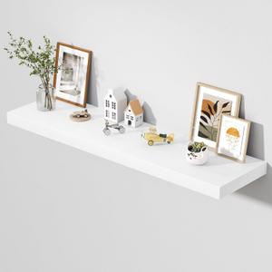 Dreamland 55" Floating Shelves for Wall, 12" Deep Thicker White Floating Shelves, Wall-Mounted Shelves for Bedroom, Living Room, Kitchen, Bathroom - Set of 1