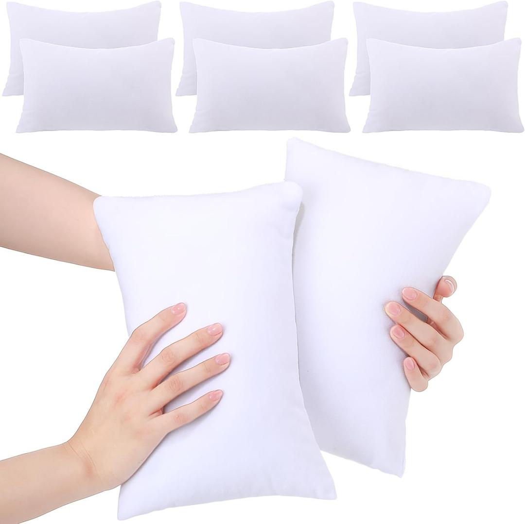 Geelin 6 Pack Small Pillows 11"x7" Microfiber Mini Pillows for Travel, Sleeping, Nap Tiny Soft Machine Washable Cushion for Pets, Dogs Neck, Wrist, Knee, Lumbar Support(White)