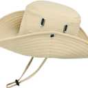 Fishing Hat for Men Women, Wide Brim Summer Safari Hat, UDF 50+ UV Protection Sun Hats, Bucket Hiking Beach Hat (Beige)