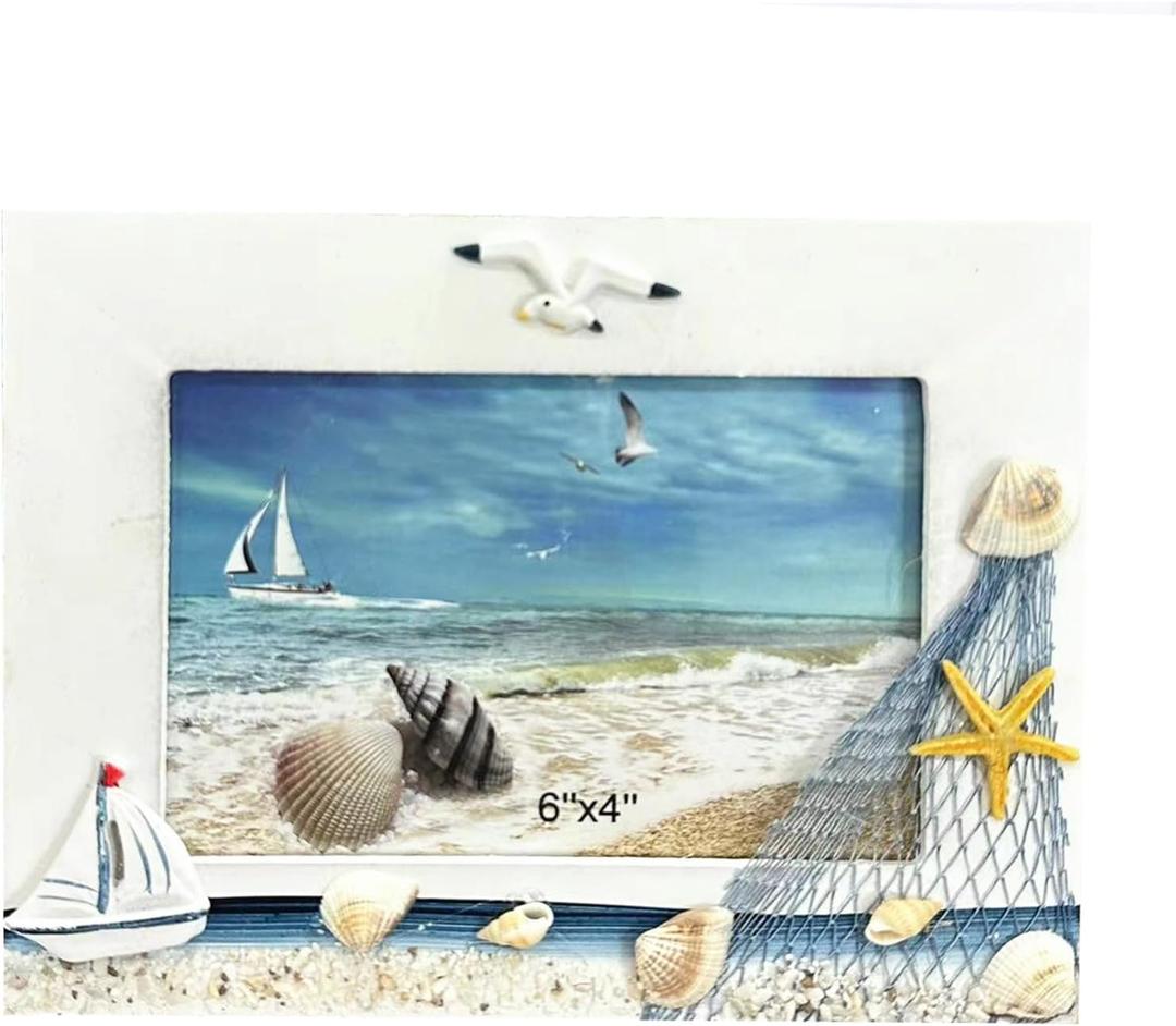 4 x 6 Mediterranean Photo Frame Beach Picture Frames Ocean Photo Frame Decorative Photo Frames Ideal for Home Marine Decor