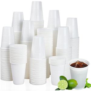 Lilymicky 500 Pack 9 oz Disposable Plastic Cups, 9 Ounce White Party Drinking Cups for Birthday Parties, Picnics, Ceremonies, and Wedding