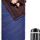 KingCamp Sleeping Bag for Adults, Cold Weather & Warm Extra Wide Big & Tall XL Portable Waterproof Flannel Sleeping Bags, Essentials Gear Accessories for Camping Backpacking Hiking Indoor & Outdoor (86.6" x 39.4", 34℉ Thermal Pod Navy)