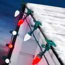 2PACK C9 LED Christmas Lights with 100 Spring Clips, Total 100ft 100 LED Waterproof Strawberry String Lights, Commercial Grade Extendable Perfect for Roofline Patio House Xmas Decor, Red & Pure White