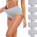 Molasus Women's Cotton Underwear High Waisted Full Coverage Ladies Panties, Medium, Grey-5pack