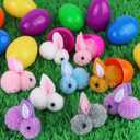 36 Pack Easter Egg Fillers with Easter Bunny Plush Easter Eggs with Toys Inside, Mini Easter Stuffed Animals Easter Eggs Hunts Party Favors Easter Basket Stuffers for Kids Toddler Teens Boys Girls