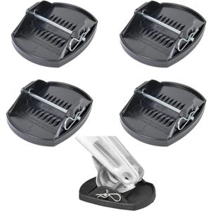4 Pack Trailer Stabilizer Leg Foot Pads with Locking Pins, Heavy-Duty Anti-Sink Base for Camper, Travel Trailer & Towable RV Manual Stabilizers (7x5.5, Black)