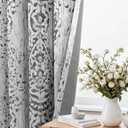 Patterned Curtains for Living Room 84 Inches Long, 100% Blackout Room Darkening Damask Modern Stylish Gray and White Geometric Moroccan Curtains for Bedroom 84 Inch Length 2 Panels Set, Black and Grey