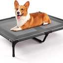petizer 36" Elevated Dog Bed for Large Dogs, Outdoor Waterproof, Raised Cooling Pet Bed, Washable Breathable XL Dog Bed with Supporting Bars - Up to 120 LBs, Indestructible, Large (Black)