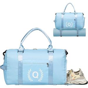Gym Bag for Women, Personalized Duffle Bag with Shoe Compartment, Sports Bag for Yoga & Dance with Wet Pocket and Mat Strap.