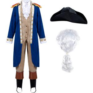 Spooktacular Creations George Washington Costume for Kids, Colonial Boys Costume with Wig and Hat for Halloween DressUp Party (Medium (8-10yr))