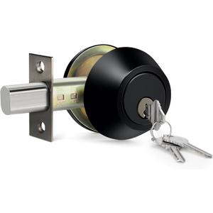 BESTTEN Single Cylinder Deadbolt, Dead Bolt for Front Door and Garage Door, Keyed One Side, Thumb Turn Inside, Matte Black Finish