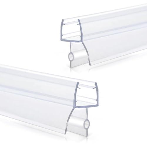 Shower Door Bottom Seal Strips 2PCS, 36 Inch Long Ultra Clear Vinyl Seal Strips with Sweep for 5/16"(8mm) Thick Frameless Glass Door, to Stop Water Leak