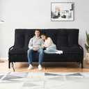 8" Futon Mattress Full Size, Futons Sofa Bed Sleeper Couch Bed, Roll Up Mattress with Shredded Foam & 2 Straps for Storage, Futon Floor Mattress for Living Room, Corduroy, Grey (Frame Not Included)