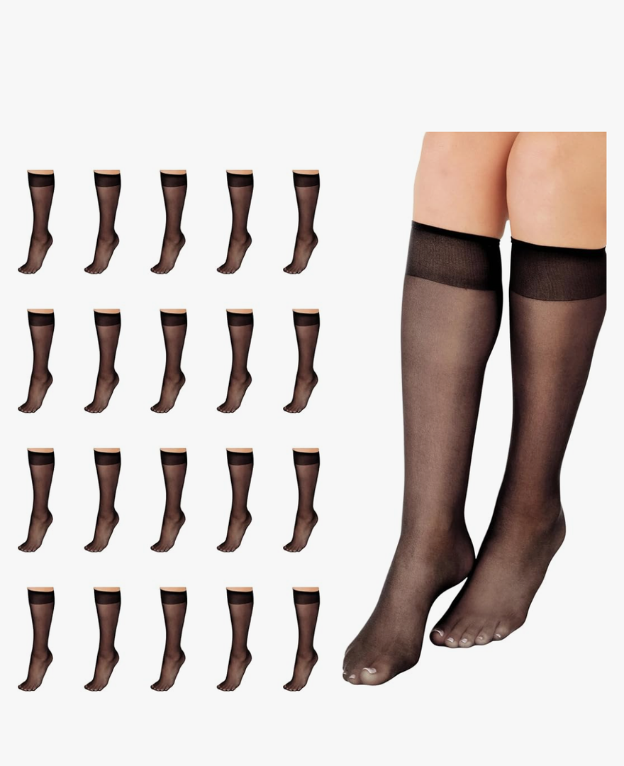 L'eggs Everyday Women's Sheer Toe 100% Nylon Knee High Stockings 20pack