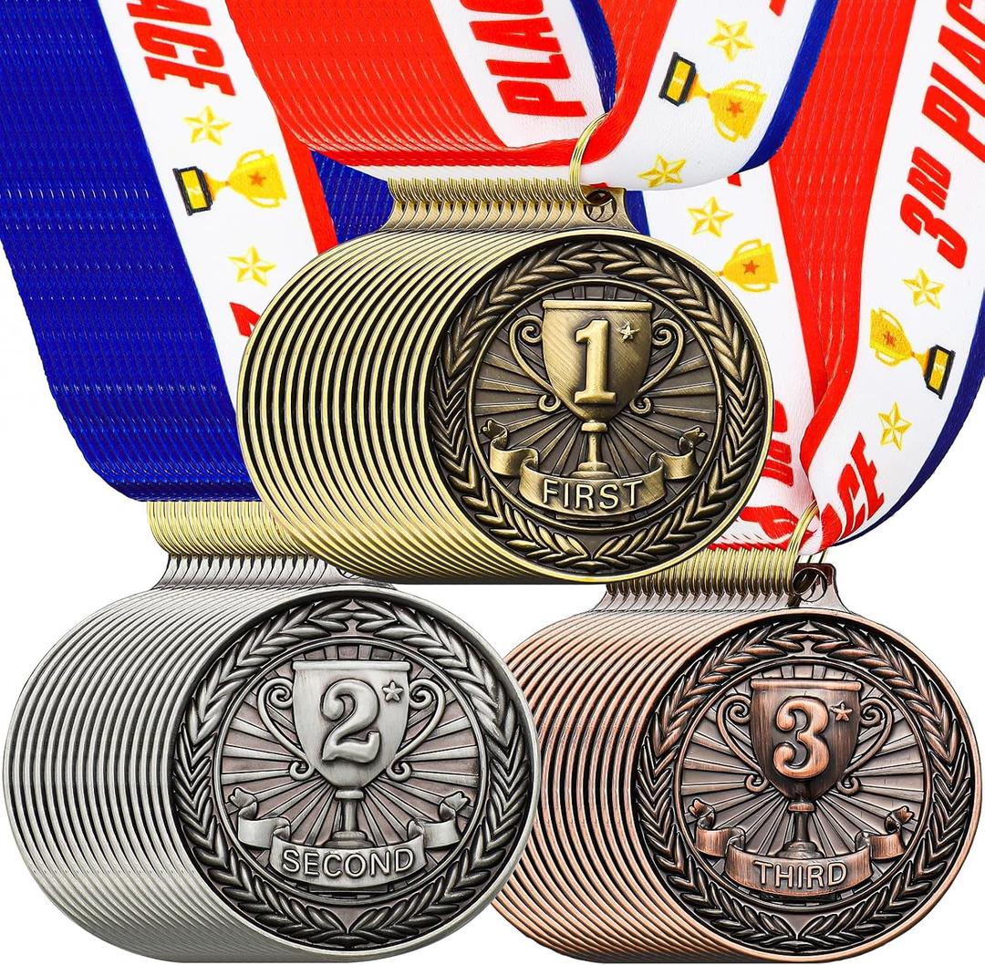Award Medals 1st 2nd 3rd Place Medals for Awards Metal Winner Trophy Awards Gold, Silver, and Bronze Prizes for Sports Competitions Party, 2 Inches