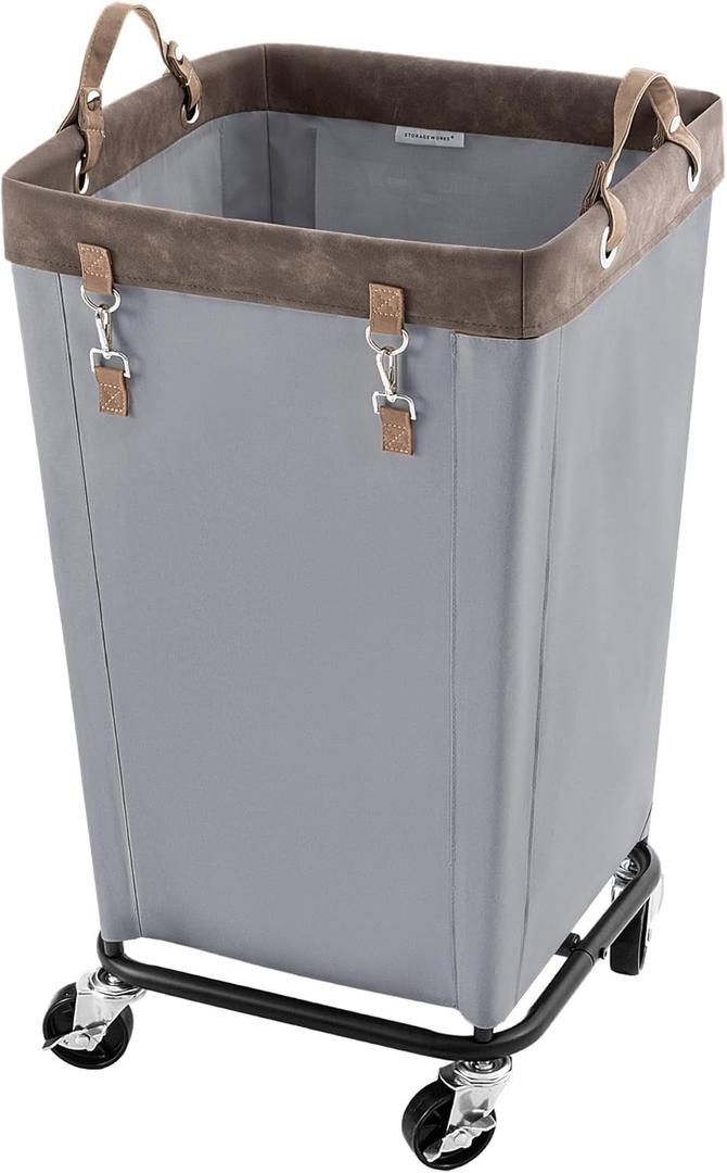 StorageWorks 160L Laundry Basket with Wheels, Large Rolling Hampers for Clothing Organizer, Dirty Clothes Basket for Hotel, Home, Closet, Dorm, Light Grey