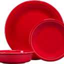 Fiesta Classic Rim 3-Piece Dinnerware Set Durable Ceramic, Lead-Safe, Dishwasher/Microwave/Oven Safe Made in USA Dinnerware - Scarlet