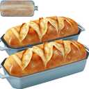 Bread Pan Cast Iron Loaf Pan with Lid Bread Loaf Pan 13x5 Inch Enameled Cast Iron Sourdough Bread Pan, LightBlue