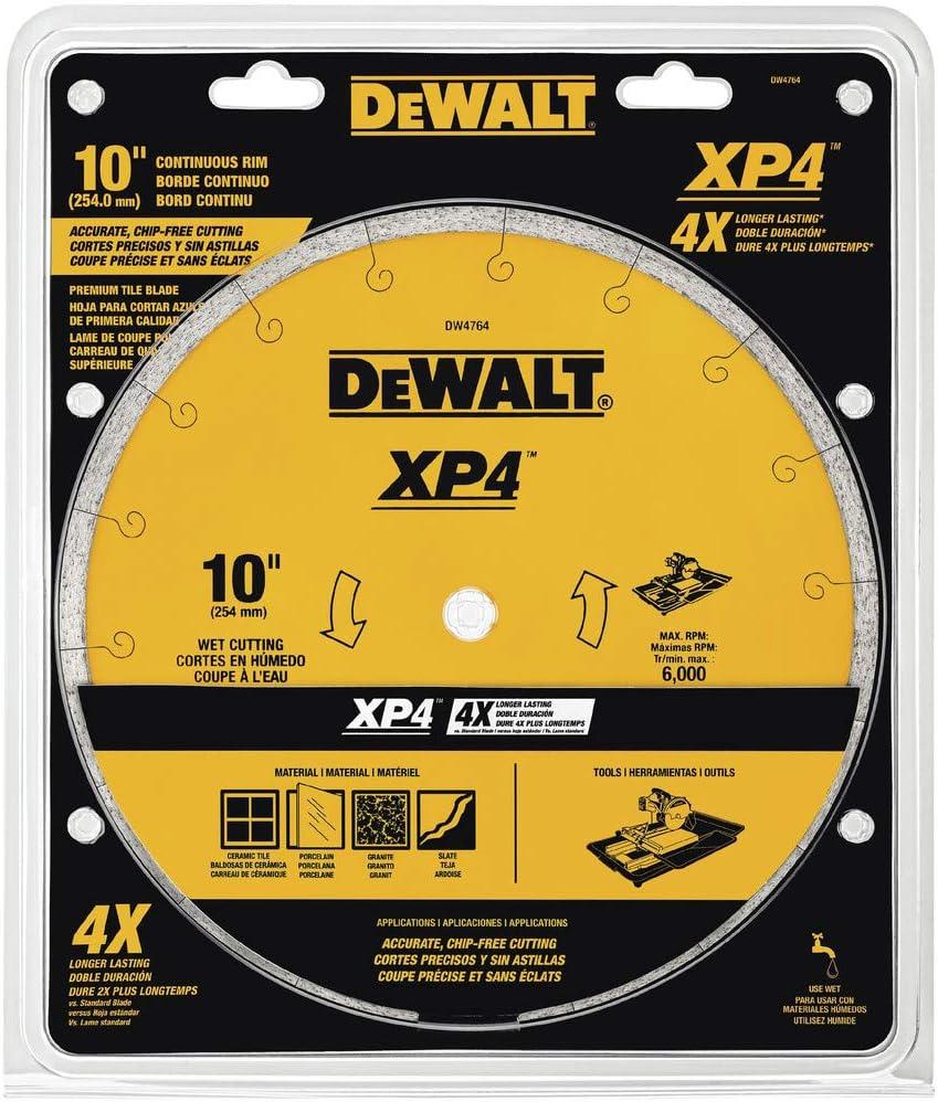 DEWALT Diamond Blade for Tile, Wet Cutting, 10-Inch x .060-Inch (DW4764)