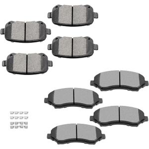 Front Rear Quiet D1273 D1326 Ceramic Brake Pads Sets Replacement for Chrysler Town & Country,08-12 for Dodge Grand Caravan,09-13 for Dodge Journey,12 for Ram C/V,09-12 for VW for Routan