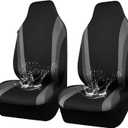 CAR PASS AquaShield Neoprene Waterproof Car Seat Covers for Front Seats Only, High Back Bucket Seat Cover,Airbag Compatible,Line Rider Seat Covers Universal Fit for Truck Van SUV (Black and Gray)