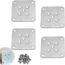 4 Pack Leg Mounting Plates Furniture Wooden Legs Mount Flat T-Plate Connector Attachment Bracket Base with Screws for Sofa Cabinet Chair Couche Seat Repair Replacement DIY