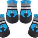 Dimicoo Water-Resistant Dog Boots for Medium Large Dogs, Non-Slip Dog Shoes for Winter Snow, Lightweight Paw Protector for Cold Pavement, Soft Dog Booties for Outdoor Walking Indoor Hardfloors M (Insole Width 2.2")for 30~44lb, Blue