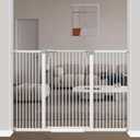 40.5" Extra Tall Baby Gate for Doorways, Extra Wide 60.3"-62.9" Large Dog Pet Gate for Stairs Indoor Outdoor Adjustable Safety Child Toddler Gate Metal Puppy Barrier Walk Throughs for Kids, White