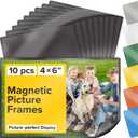 X-bet MAGNET - Magnetic Picture Frames for Refrigerator, Black, Holds 4x6 inches photo, 10 pack, premium magnetic photo frame