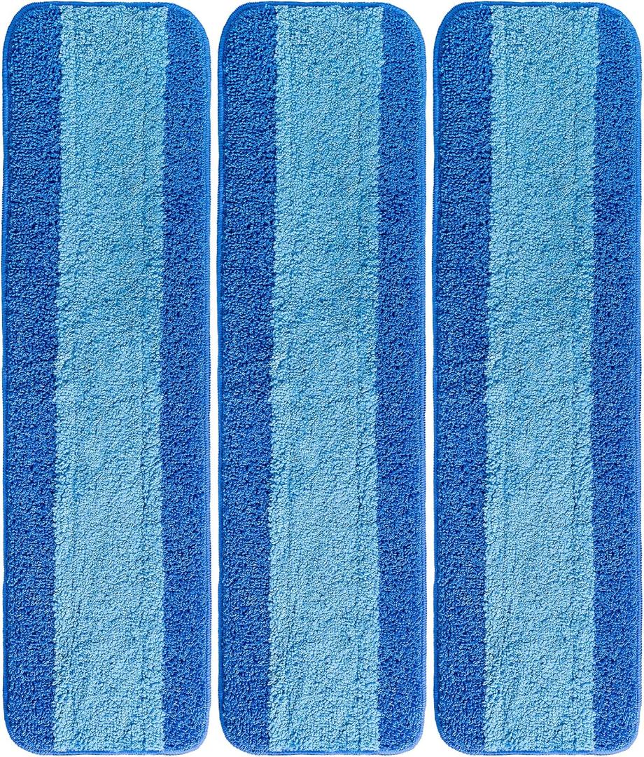 VanDuck Microfiber Cleaning Pads Compatible with Bona Mop (3 Pack) - Microfiber Mop Pads for Hardwood Floor for 18 Inch (Blue)