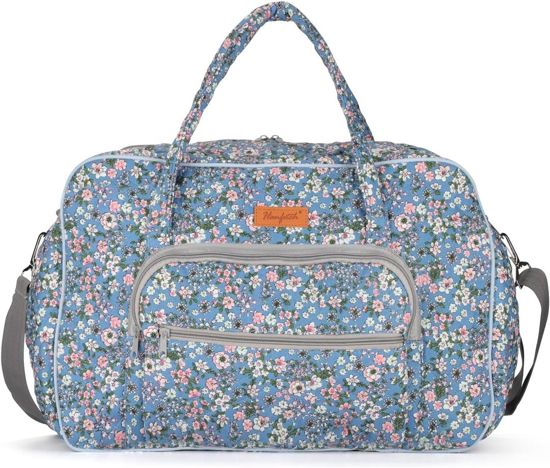 Yarn Storage Organizer, Knitting Crossbody Bag, Large Crochet Bag Tote Gift Yarn Holder Case for Carrying Projects, Knitting Needles, Crochet Hooks and Other Accessories (Flower-Blue)