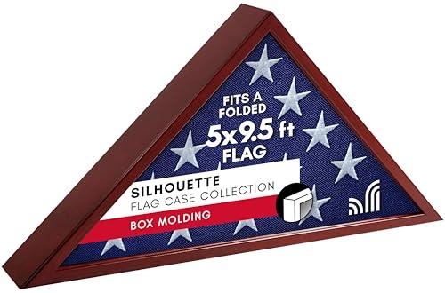 Amazon.com - Americanflat Large Flag Display Case - Fits Folded 5x9.5' Burial Flags - Silhouette Collection - Display Box for Wall or Tabletop - Mahogany