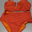 Herseas 2 Piece Bikini Set U-Wire Cutout Popular Swimsuit High Waisted Textured 2026 Summer Beach Swim Bathing Suits (Large, Orange)