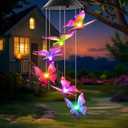 Mom Grandma Nana Gifts for Mothers Day, Birthday Gardening Gifts for Women Wife Sister, Winzwon Solar Lights Outdoor Wind Chimes for Outside Garden Yard Patio Porch Decor Butterfly Decorations