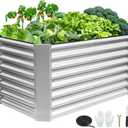4x2x2ft Raised Garden Bed - Galvanized Deep Root Planter Boxes Outdoor with Wing Nuts and Safety Edges for Gardening Vegetables, Flowers, Herbs, Succulents - Silver (422FT(1pcs))
